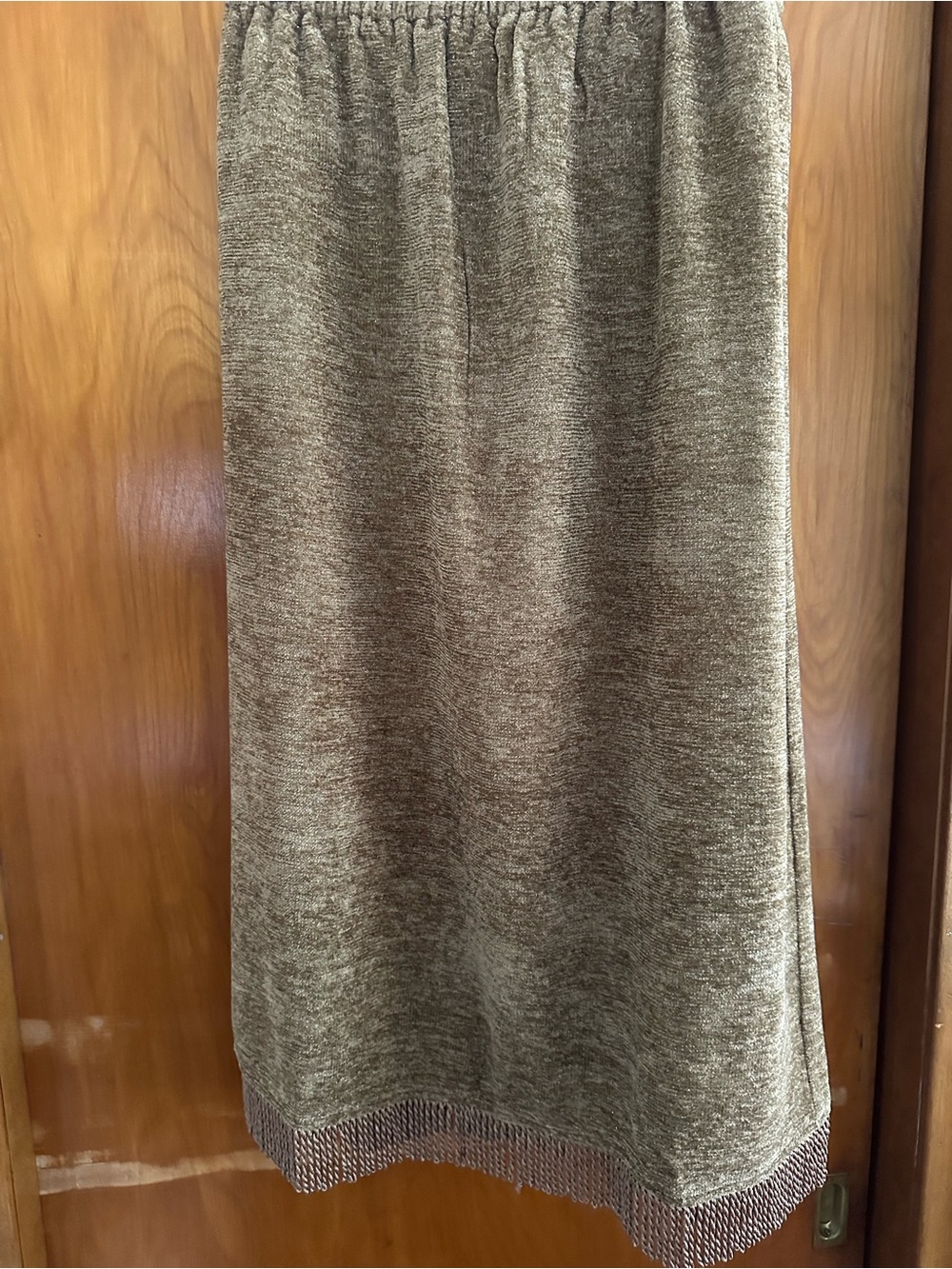 Indigo Moon NWT Shimmer Textured Midi Skirt M Fringe Hem Lined Boho